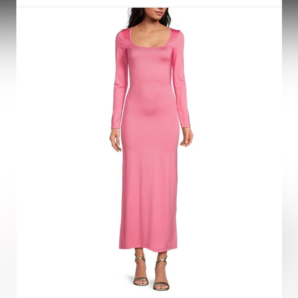 NWT Gianni Bini Column Icon Knit Scoop Neck Long Sleeve Bodycon Midi Dress - Picture 4 of 8